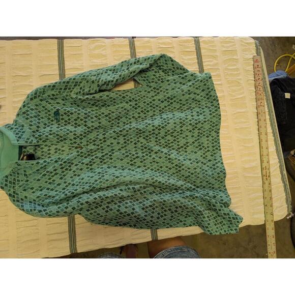 North Face Women's Fleece Pullover Zip Green Geometric Pattern Size Medium - Picture 1 of 5